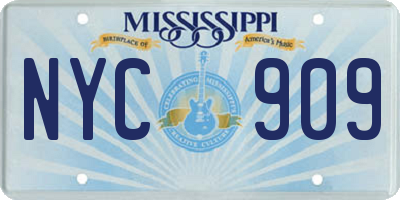 MS license plate NYC909