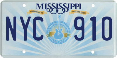 MS license plate NYC910
