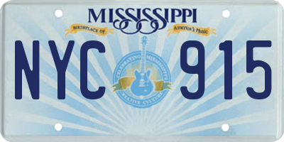 MS license plate NYC915