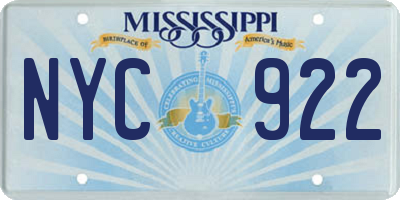 MS license plate NYC922