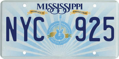 MS license plate NYC925