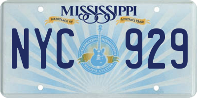 MS license plate NYC929