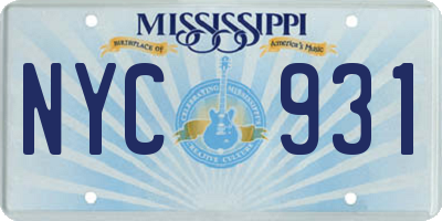 MS license plate NYC931