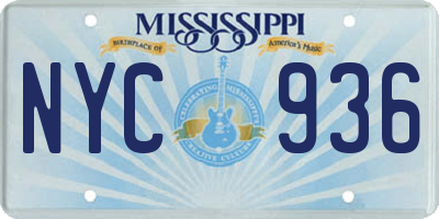 MS license plate NYC936