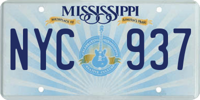 MS license plate NYC937