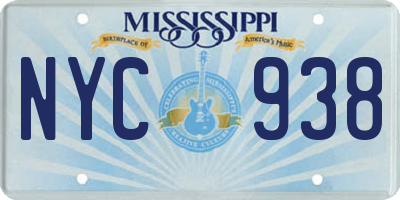 MS license plate NYC938