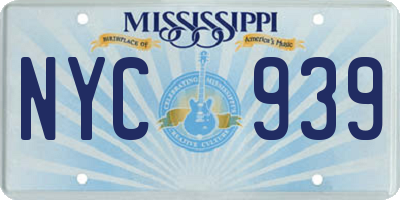 MS license plate NYC939