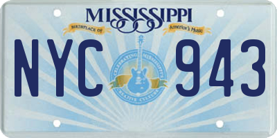 MS license plate NYC943