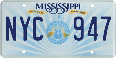 MS license plate NYC947