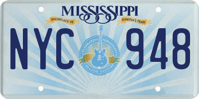 MS license plate NYC948