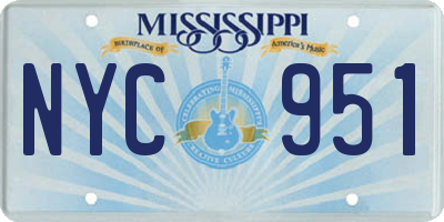 MS license plate NYC951