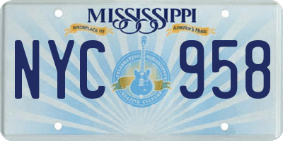 MS license plate NYC958