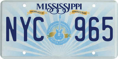 MS license plate NYC965
