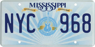 MS license plate NYC968