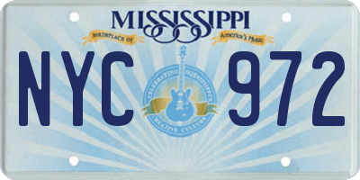 MS license plate NYC972