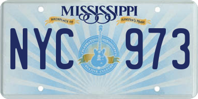 MS license plate NYC973