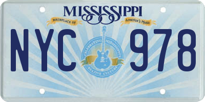 MS license plate NYC978