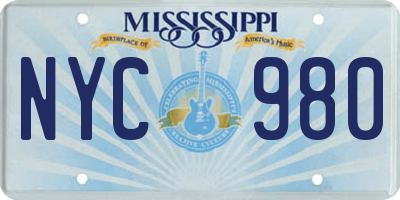MS license plate NYC980