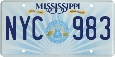 MS license plate NYC983