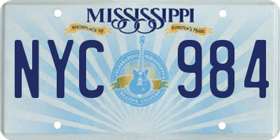 MS license plate NYC984