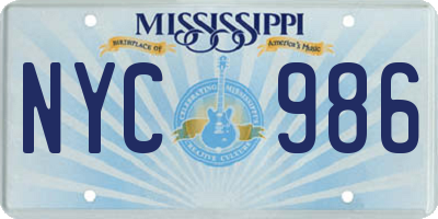 MS license plate NYC986