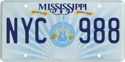 MS license plate NYC988