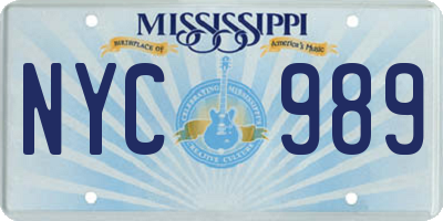 MS license plate NYC989