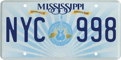 MS license plate NYC998