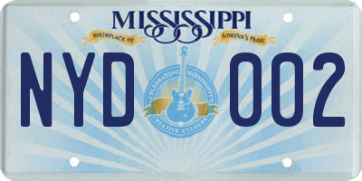 MS license plate NYD002