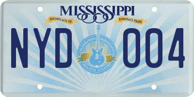 MS license plate NYD004
