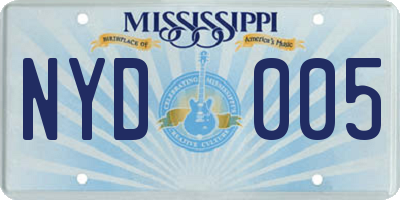 MS license plate NYD005