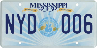 MS license plate NYD006