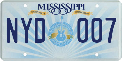 MS license plate NYD007