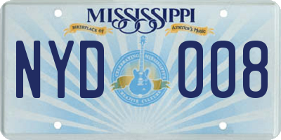 MS license plate NYD008