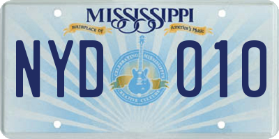 MS license plate NYD010