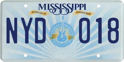 MS license plate NYD018