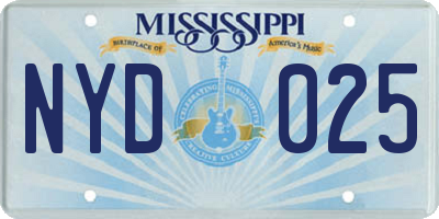 MS license plate NYD025