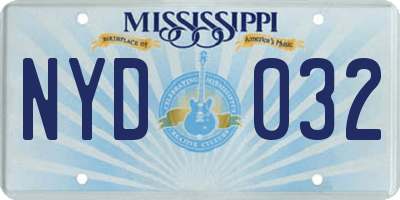 MS license plate NYD032