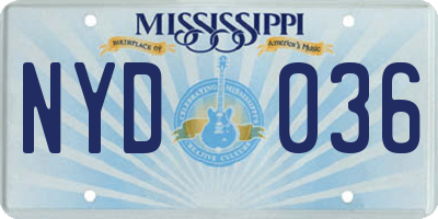MS license plate NYD036