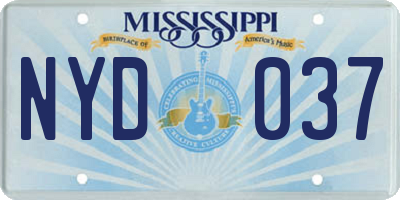 MS license plate NYD037