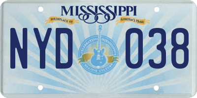 MS license plate NYD038