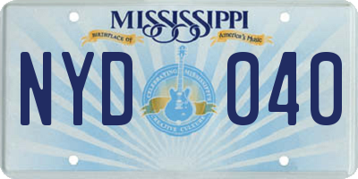 MS license plate NYD040