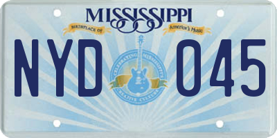 MS license plate NYD045