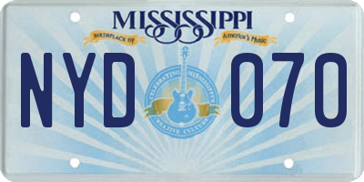 MS license plate NYD070