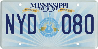 MS license plate NYD080