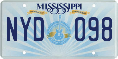 MS license plate NYD098