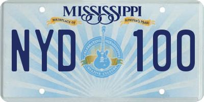 MS license plate NYD100
