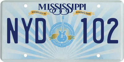 MS license plate NYD102