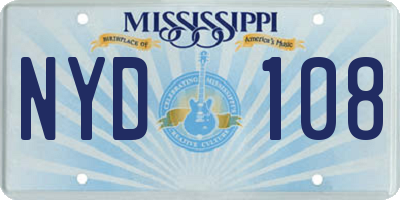 MS license plate NYD108