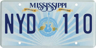 MS license plate NYD110